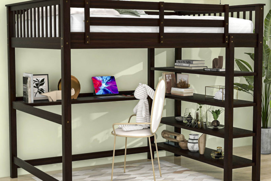 Comparing a loft bed and workplace to separate pieces of furniture